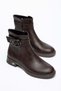 Women's Boots Brown Laceless Side Buckle Belted Thermo Sole