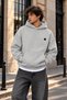 Unisex R Printed Oversize Loose Fit Cotton 3 Thread Threaded Ice Gray Hooded Sweatshirt Rf0704