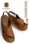 Genuine Leather Women's Sandals - Soft Thick Sole Genuine Leather Velcro Women's Sandals Tan - 3