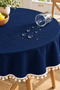 Pompom Detailed Round Tablecloth – Liquid-Resistant, Stain-Proof, Durable Duck Fabric, Different Size Options - 5