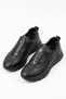 Eplas women's genuine leather shoes with front elastic buckle - black leather - 4