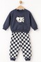 Baby Boy Set with Cow Print and Checkered Pattern Square Trousers, 2-Piece Seasonal Set - 4