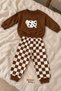 Baby Boy Set with Cow Print and Checkered Pattern Square Trousers, 2-Piece Seasonal Set - 2