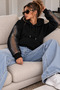 Women's Stone and Tulle Detailed Hooded Oversize Sweatshirt - 3
