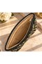 Women's Khaki Black Geometric Patterned Hand Knitted Sequin Detailed Lined Clutch Portfolio Bag - 4