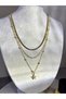 Triple Gold Star Steel Necklace - 2