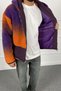 Double Zipper Hooded Lined Plush Coat Orange |   Stk2134-Mont - 4