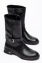 Women's Boots Black Without Laces Side Buckle Belted Thermo Sole