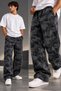 Men's Oversize Baggy Sweatpants Black Gray Vintage Wash Effect Patterned Wide Leg Elastic Waist Relaxed Fit Streetwear Trousers - 3