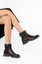 Women's Boots Brown Laceless Side Buckle Belted Thermo Sole - 4