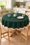 Pompom Detailed Round Tablecloth – Liquid-Resistant, Stain-Proof, Durable Duck Fabric, Different Size Options