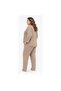 Plus Size Women's Oversize Full Lycra Wide Fit Pocketed Lace-Up Stone-Embellished Trendy Crewneck Seasonal Bottom-Up Set - 5