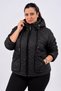 Plus Size Women's 50-54 Size Sequined Glitter Pearl Detailed Quilted Zippered Hooded Lined Coat - 7