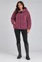 Women's Plum Color, Oversized Hooded Plush Coat – Zippered, Pocketed, Soft Textured Teddy Fur Look Winter Coat - 4