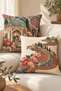 Palace Garden Tile and Floral Patterned Decorative Throw Pillow Cover Set of 2 – Turquoise Cream