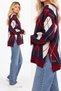 Crew Neck Diamond Patterned Women's Knitwear Sweater with Slit Detail A1G1 - 2
