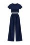 Women's Ribbed Knitted Fabric Crew Neck Knitted Fabric Crew Neck Crop Loose Fit Comfortable Tracksuit Set 2-Piece Set - 3
