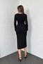 Black Slit Zipper Detailed Design Midi Dress - 2