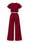 Women's Ribbed Knitted Fabric Crew Neck Knitted Fabric Crew Neck Crop Loose Fit Comfortable Tracksuit Set 2-Piece Set - 4
