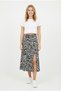 Women's Zebra Patterned Skirt with Slit on the Front, Elastic Waist, Flexible Fabric, Stylish Summer Casual Model Skirt - 3