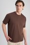 Ds Damat Regular Fit Brown Plain T-Shirt - 3