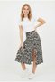 Women's Zebra Patterned Skirt with Slit on the Front, Elastic Waist, Flexible Fabric, Stylish Summer Casual Model Skirt