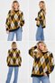 Crew Neck Diamond Patterned Women's Knitwear Sweater with Slit Detail A1G1