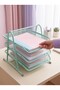 3-Tier Metal Mesh Document Rack A4 Document Tray Pastel Pastel Mint Green - 6
