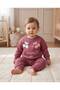 Cherry Embroidered Baby Girl Set 3 Threaded 100% Cotton 6-9 Months 9-12 Months 18-24 Months Top and Bottom 2-Piece Baby Girl Set Winter Baby Set Girl's Sweater Pajamas - 3