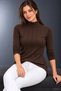Striped Touch - Women's Stand Collar Blouse with Vertical Stitching Detail - 4