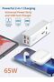 سلك تمديد طاقة بقوة 65 واط مع 2 منفذ USB-C PD، و2 منفذ USB-A QC شاحن سريع، ومقبس عالمي واحد. - 3