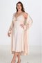Premium Plus Size Satin Lace Embroidered Ivory Long 2-Piece Nightgown and Robe Set Bigsize - 2