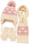 Girl's Scarf Hat Gloves 3-Piece Set - 2