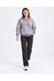 Women's Gray Hooded Sweatshirt with 3 Yarn Side Pockets, Soft Puff Fabric - 6