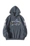 Anthracite Unisex Oversized Hoodie - Racing Printed Kangaroo Pocket Hooded Streetwear Sweatshirt