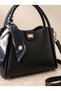 Women's Small Size 3-Compartment Stylish Hand and Shoulder Bag with Scarf (23X18 cm) - 4