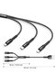 كابل USB-A إلى USB-C و Lightning و Micro USB مجدول 3 في 1، أسود اللون - 5
