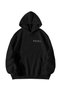 Women's Men's Black Dragon Printed Oversize Hooded Kangaroo Pocket Hoodie - 2