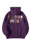 Women's Men's Purple Kanye West Typography Printed Oversize Hooded Kangaroo Pocket Hoodie