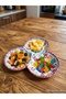 Handmade Ceramic 3-Compartment Snack Bowl & Sauce Bowl - Authentic Patterned 3-Compartment Presentation Plate (Mixed Pattern) - 5