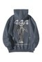 Anthracite Unisex Oversized Hoodie - Manifest 444 Protection Printed Kangaroo Pocket Sweatshirt