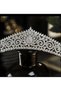 Silver Color Stone Princess Crown – Crystal-Looking Glamorous Queen Crown, Bridal, Engagement, Henna, and Doğ - 3