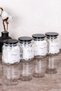 4-Piece Glass Cotton Set with Acrylic Black Vacuum Lid and White Label Bathroom Set 300 ml Cotton Storage Container Bathroom Organizer - 4