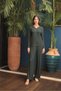 Long Sleeve Button Front V Neck Pajama Set
