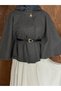 Stamped Fabric Belted Poncho - 5