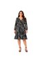 Plus Size Ic Gostermez Full Lycra Patterned Trendy Ruffled V-Neck Dress with Elastic Sleeves Seasonal Burumcuk Fabric Dress - 2