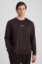Ds Damat Regular Fit Brown Plain Sweatshirt - 4