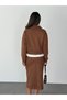 Suede Stand Collar Half-Zip Skirt Suit - 9