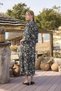 Floral and Leaf Patterned Three Quarter Sleeve Dress - 5
