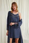 Low-Cut Collar and Lace Sleeves Dressing Gown Set - 4